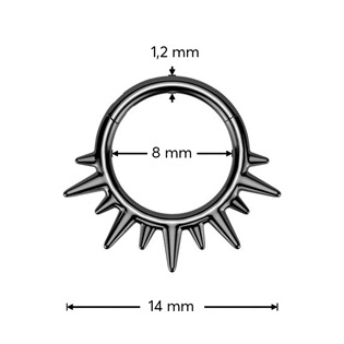 SG125-K Černý ocelový kruh - helix / cartilage / septum piercing