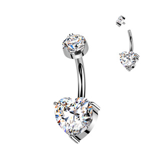 TM002 Luxusní piercing do pupíku s Moissanity 2.50ct, TITAN