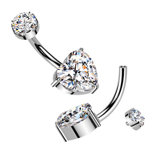 TM002 Luxusní piercing do pupíku s Moissanity 2.50ct, TITAN