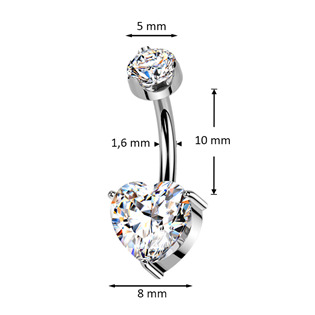TM002 Luxusní piercing do pupíku s Moissanity 2.50ct, TITAN
