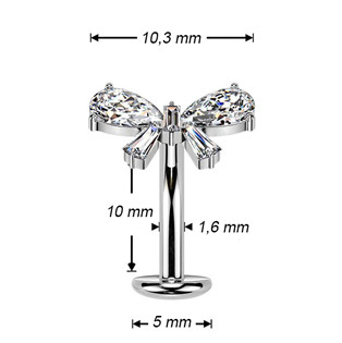 TIT1707 Obrácený PUSH IN piercingu do pupíku  mašlička TITAN