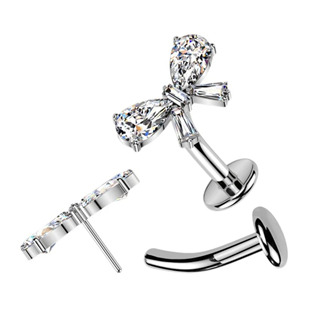 TIT1707 Obrácený PUSH IN piercingu do pupíku  mašlička TITAN
