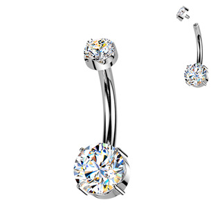 TM006-S Luxusní piercing do pupíku s Moissanity 1.05ct, TITAN
