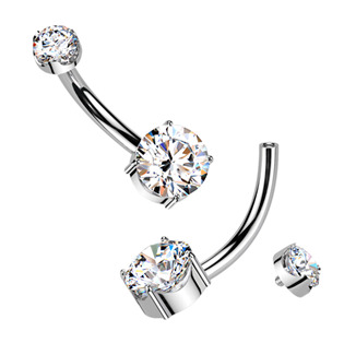 TM006-S Luxusní piercing do pupíku s Moissanity 1.05ct, TITAN