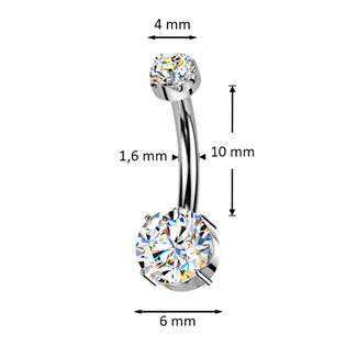 TM006-S Luxusní piercing do pupíku s Moissanity 1.05ct, TITAN