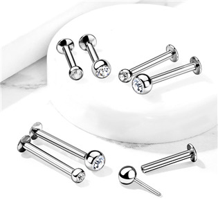 LB0018-12062 Labreta PUSH IN s čirým zirkonem, tyčka 12 x 6 mm