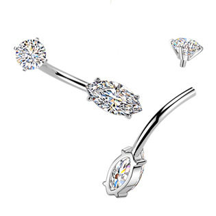 BS1071 Ocelový piercing do pupíku se zirkony