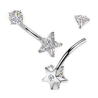 BS1072 Ocelový piercing do pupíku hvězda