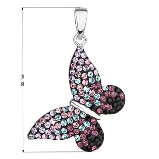 EG1016-MV Stříbrný přívěšek motýlek s krystaly Crystals from Swarovski® Magic Violet