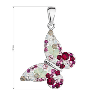 EG1016-SL Stříbrný přívěšek motýlek s krystaly Crystals from Swarovski® Sweet love