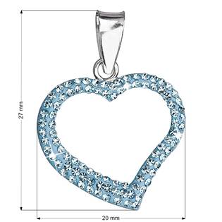 EG1021-LB Stříbrný přívěšek srdíčko s krystaly Crystals from Swarovski®, Light Blue