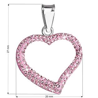 EG1021-PK Stříbrný přívěšek srdíčko s krystaly Crystals from Swarovski®, Light Pink