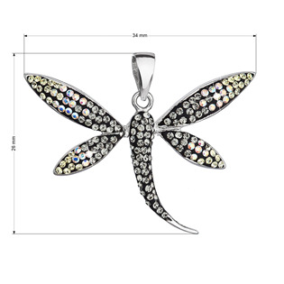 EG1027-ML Stříbrný přívěšek vážka krystaly Crystals from Swarovski®