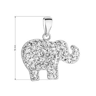 EG1148-CR Stříbrný přívěšek slon s krystaly Crystals from Swarovski
