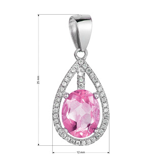 EG1240 Stříbrný přívěsek růžový zirkon rose