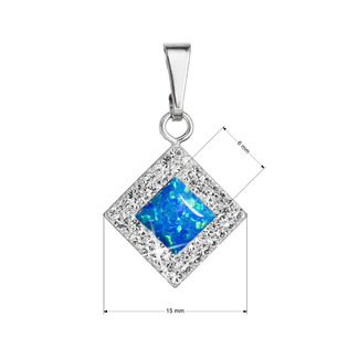 EG1301 Stříbrný přívěsek se syntetickým opálem a krystaly Preciosa
