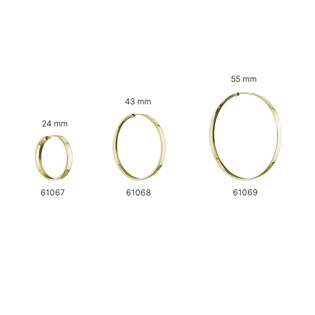 EG1356-GD Stříbrné pozlacené náušnice kruhy 43mm
