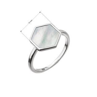 EG1415-52 Stříbrný prsten hexagon s bílou perletí