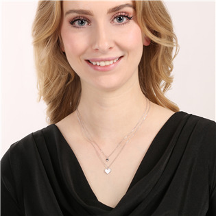 EG1648 Stříbrný dvouřadý náhrdelník srdíčka