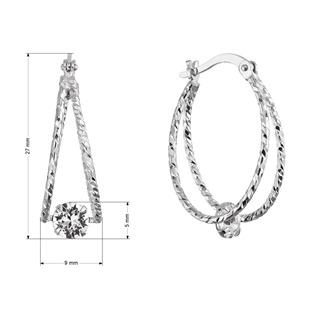 EG1707 Stříbrné náušnice vzorované kruhy se Swarovski krystalem