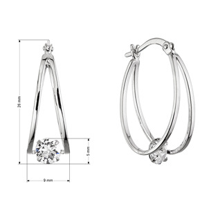 EG1709 Stříbrné náušnice hladké kruhy se Swarovski krystalem