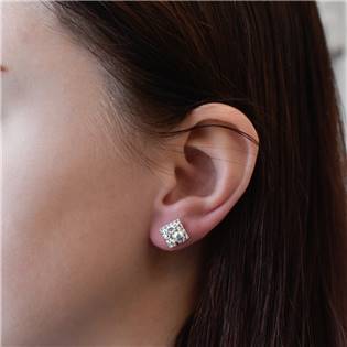 EG2006-AB Stříbrné náušnice pecka s krystaly Swarovski ab efekt kosočtverec 31169.2