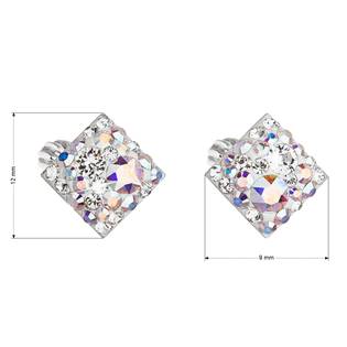 EG2006-AB Stříbrné náušnice pecka s krystaly Swarovski ab efekt kosočtverec 31169.2