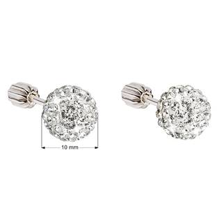 EG2025-CR Stříbrné šroubovací náušnice kuličky s krystaly Crystals from Swarovski® Crystal