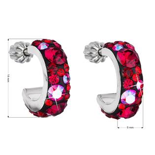 EG2031-CH Stříbrné náušnice kruhy s krystaly Crystals from Swarovski®, Cherry