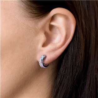 EG2031-SK Stříbrné náušnice kruhy s krystaly Crystals from Swarovski® Sakura