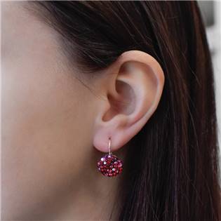 EG2055-CH Stříbrné náušnice s krystaly Crystals from Swarovski® Cherry