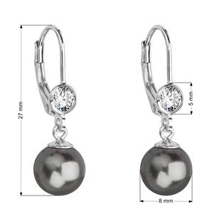 EG2074-GR Stříbrné náušnice s perlou a kameny Crystals from Swarovski® Grey