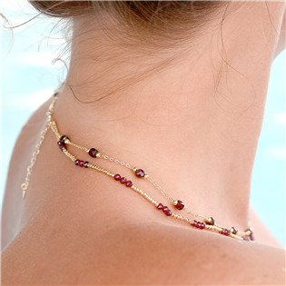EG2304 Pozlacený náhrdelník s granáty
