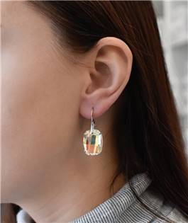 EG2871 Stříbrné náušnice visací s krystaly Swarovski ab efekt obdélník 31297.2