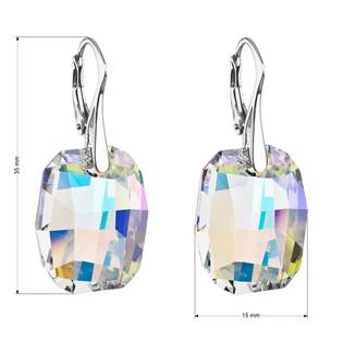 EG2871 Stříbrné náušnice visací s krystaly Swarovski ab efekt obdélník 31297.2