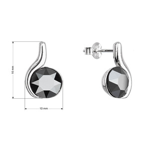 EG2946-HE Stříbrné náušnice pecky se Swarovski krystaly, Hematite