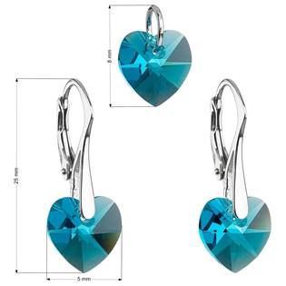 EG3046-AQ Sada náušnic a přívěšku se srdíčky Crystals from Swarovski® Aqua