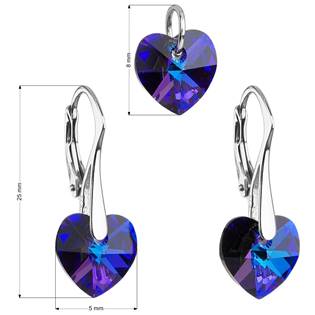 EG3046-HT Sada náušnic a přívěšku se srdíčky Crystals from Swarovski® Heliotrope