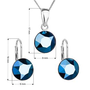 EG3054-MB Sada stříbrných šperků s kameny Crystals from Swarovski® Metalic Blue