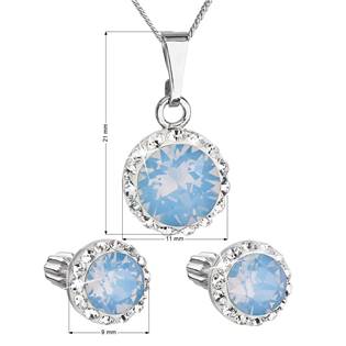 EG3183-BOP Sada šperků s krystaly Swarovski náušnice, řetízek a přívěšek modré opálové kulaté 39352.7