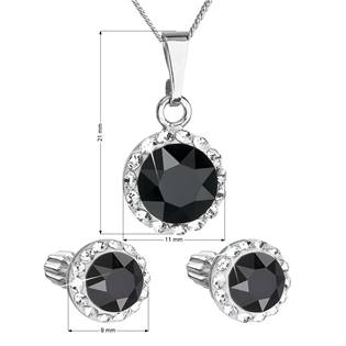 EG3183-K Sada šperků s krystaly Swarovski náušnice a přívěsek, Black Jet