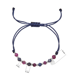 EG3538 Textilní náramek fialový s korálky ruby a natural sapphire