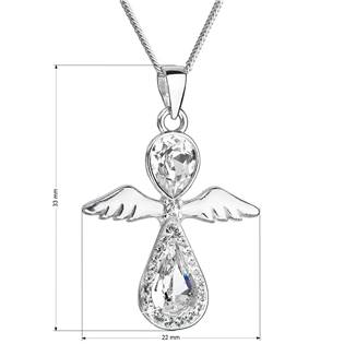 EG4250 Stříbrný náhrdelník anděl se Swarovski krystaly bílý