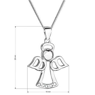 EG4251 Stříbrný náhrdelník anděl se Swarovski krystaly bílý