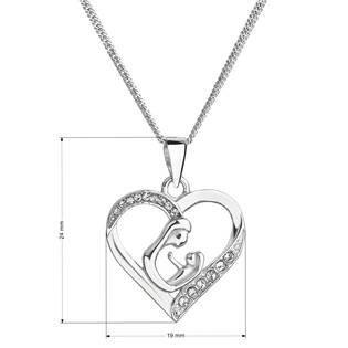 EG4261 Stříbrný náhrdelník matka a dítě se Swarovski krystaly