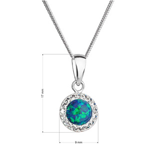 EG4334-OP19 Náhrdelník se syntetickým opálem a krystaly Preciosa