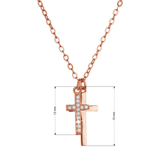 EG4371 Pozlacený stříbrný ROSE náhrdelník dva malé křížky