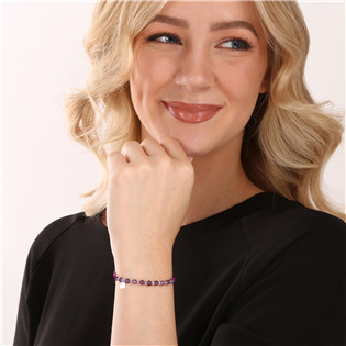 EG7675 Textilní náramek fialový s korálky z amethystu
