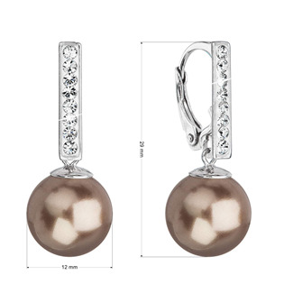 EG9072-BR Stříbrné náušnice se Swarovski perlou a krystaly