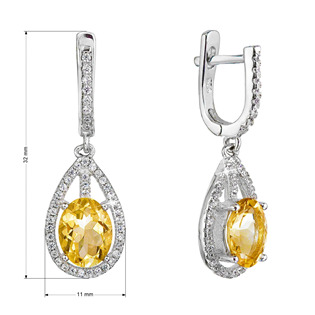 EG9087 Stříbrné náušnice se žlutým zirkonem citrine